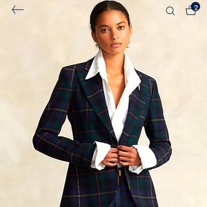 Vtg Tartin Plaid double Breasted Women's Blazer 100% Wool .